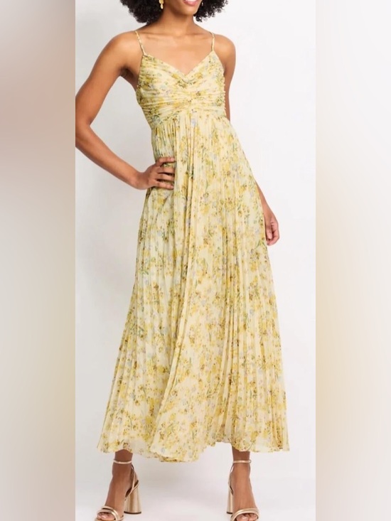 Lucy Paris Dresses & Skirts - LUCYPARIS Yellow Floral Pleated Maxi Dress Size LP NWT